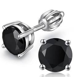 Herren Ohrringe Schwarz Ohrstecker Silber Schwarz Diamant Ohrringe Herren Stecker Männer Ohrringe Schwarz Echt Silber Ohrringe Schwarz Herren Ohrstecker Schwarz Schraube Schwarze Ohrringe 8mm von jiamiaoi