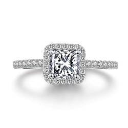 Verlobungsringe Eheringe Damen Ringe Silber 925 Diamant Verlobungsringe Eheringe Sterling Silber Eheringe Versprechen Ringe Größe 50 Weißgold Ring Damen Versprechen Ringe Quadrat von jiamiaoi