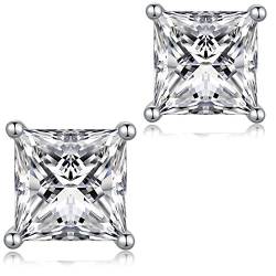 Weißgold Ohrringe Herren Ohrringe Quadratische Diamant Ohrstecker Quadrat Ohrringe Männer Silber Ohrringe Quadrat Ohrring Männer Quadratische Ohrstecker Herren Platz Diamant Ohrringe 8mm von jiamiaoi