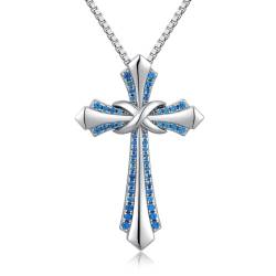 jiamiaoi 18K Wei?gold platted Kreuz Kette, Kreuz Anh?nger 925 Sterlingsilber Kreuz Kette mit 12 Monate Geburtsstein 925 Silberkette Kreuz Halskette f¨¹r Frauen von jiamiaoi