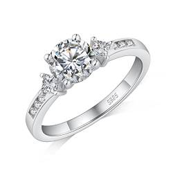 jiamiaoi 18K Weißgold Plattiert Damen Ring Silber 925 Hochzeitsring Damen Silber Verlobungsring Ehering für Braut Solitär Ringe Damen Diamant Ringe für Frauen (C- Ringe, 57(18.50)) von jiamiaoi