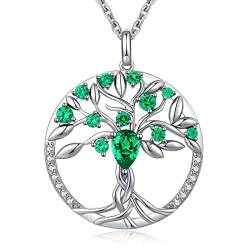 jiamiaoi Baum des Lebens Halskette Damen Kette Silber Lebensbaum Halskette Grün Baum des Lebens Anhänger Zirkonia 925 Silberkette Damen Silberkette mit Anhänger Silber Halskette damen von jiamiaoi