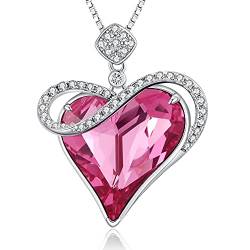 jiamiaoi Herz Kette Rosa Damen Halskette Herz Anhänger Damen Silberkette Herz Damen Kette mit Herz, Braut Herz Kette Gold Infinity Herz Halskette Silber Hochzeit Verlobung Geschenk für Frauen von jiamiaoi