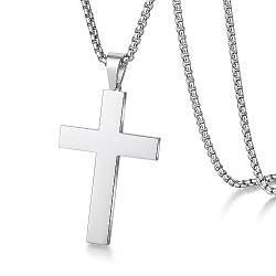 jiamiaoi Kreuz Kette Herren Kreuz Anhänger Kreuz Halskette Kreuz Kette Silber Männer Silberkette mit Kreuz Kette mit Anhänger Herren Kette 55cm von jiamiaoi