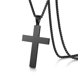 jiamiaoi Kreuz Kette Schwarz Herren Damen Schwarze Kreuz Kette Männer Kreuz Anhänger Schwarz Kette mit Kreuz Silberkette 925 Kreuz Halskette Schwarz Silberkette mit Kreuz von jiamiaoi