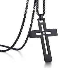 jiamiaoi Kreuz Kette Schwarz für Herren Damen Schwarze Kreuz Kette Männer Kreuz Anhänger Schwarz Kette mit Kreuz Silberkette 925 Kreuz Halskette Schwarz Silberkette mit Kreuz Frauen 22Inches von jiamiaoi