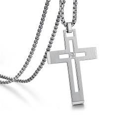 jiamiaoi Kreuz Kette für Herren Damen Kreuz Anhänger Kreuz Halskette Silkerkette mit Kreuz Kette mit Anhänger Kreuz Kette Männer Frauen Halskette mit Kreuz Silkerkette mit Anhänger Mann 26Inches von jiamiaoi