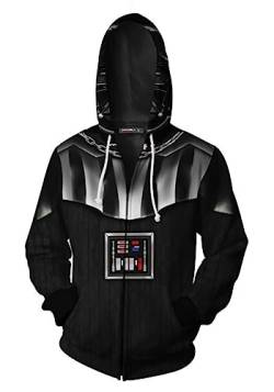 Kapuzenpulli mit Reißverschluss und Tasch, Star War Jacke mit Kapuze (Darth Vader-L/XL) von jiazery QZ