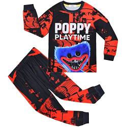 jiazery QZ Jungen und Mädchen Poppy Playtime Schlafanzüge, Kinder Langarm Cartoon Nachtwäsche, Kostüm Geschenk für 5-14 Jahre (Black-XL) von jiazery QZ
