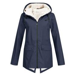 jieGorge Regenjacke Damen Gefüttert Lang Innenfutter Outdoor Wandern Winddicht Parka Regenjacke Damen Wasserdicht Atmungsaktiv Mit Kapuze Winter Regenmantel Frauen Teddyfutter Warm Mantel von jieGorge