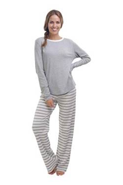 jijamas Unglaublich weiches Damen-Pyjama-Set aus Pima-Baumwolle – "The Soul Mate" - Grau - X-Large Hoch von jijamas