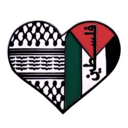 Anstecknadeln mit Palästina-Flagge, herzförmige Palästina-Flagge, Emaille, patriotische Flagge, Palästina-Revers, Freundschaft, 1 Stpck von jileijar