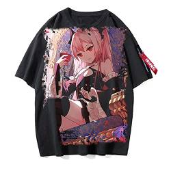 Anime Seraph of The end T-Shirt Hyakuya Mikaela Bedruckte Kurzarmbluse Hiiragi Shinoa Lockeres Top mit O-Ausschnitt mit personalisiertem Ärmeln von jiminhope