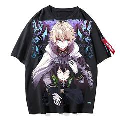 Anime Seraph of The end T-Shirt Hyakuya Mikaela Bedruckte Kurzarmbluse Hiiragi Shinoa Lockeres Top mit O-Ausschnitt mit personalisiertem Ärmeln von jiminhope