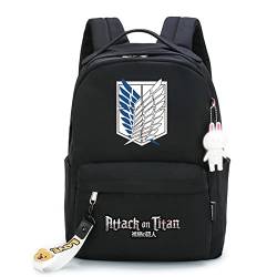 Attack on Titan Rucksack Anime Print Kleiner Anhänger Reißverschluss Reiserucksack Niedliche Cartoon Student Tasche für Jungen Mädchen D- von jiminhope