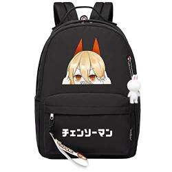 Chainsaw Man Rucksack Anime Power Print Kleiner Anhänger Reißverschluss Reiserucksack Niedliche Cartoon Student Tasche für Jungen Mädchen von jiminhope