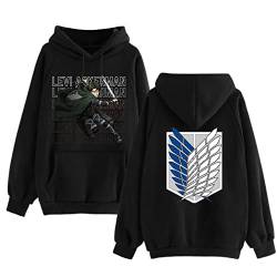 jiminhope Anime Attack on Titan Kapuzenpullover Levi Pullover Unisex Langarm Sweatshirt Attack on Titan Hoodie mit Känguru-Tasche von jiminhope