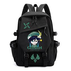 jiminhope Anime Genshin Impact Rucksack Venti Xiao Rucksack keqing Tagesrucksack Büchertasche Paimon Venti Xiao Kawaii Tasche für Unisex von jiminhope