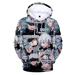 jiminhope Anime Jujutsu Kaisen 3D Kapuzenpullover Gojo Satoru Pullover Itadori Yuji Langarm Sweatshirt Ryomen Sukuna Hoodie mit Känguru-Tasche von jiminhope