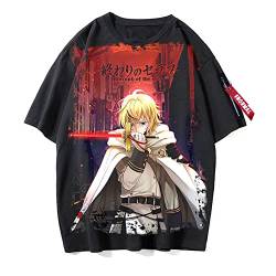 jiminhope Anime Seraph of The end T-Shirt Hyakuya Mikaela Bedruckte Kurzarmbluse Hiiragi Shinoa Lockeres Top mit O-Ausschnitt mit personalisiertem Ärmeln von jiminhope