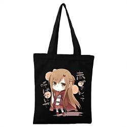 jiminhope Anime Sword Art Online Tragetaschen Student Cartoon Periphere Umhängetasche ohne Reißverschluss Wiederverwendbare Einkaufstasche mit großer Kapazität von jiminhope