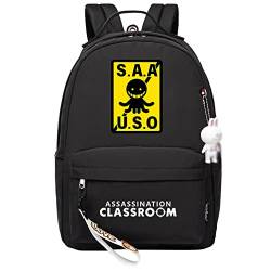 jiminhope Assassination Classroom Rucksack Anime Pochita Print Kleiner Anhänger Reißverschluss Reiserucksack Niedliche Cartoon Student Tasche für Jungen Mädchen von jiminhope