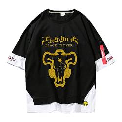 jiminhope Black Clover T-Shirt Unisex Rundhals Fake Zwei Tee Lässige Bequeme Baumwolloberteile von jiminhope