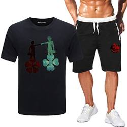 jiminhope Black Clover T-Shirt und Lounge Shorts Männer Bedruckte 2 Teilige Sets Anime Asta Cosplay Kostüm von jiminhope