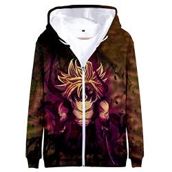 jiminhope The Seven Deadly Sins Mantel Männer und Frauen Bedruckter Langärmeliger Kapuzenpullover Mit Reißverschluss Anime Meliodas Cosplay Kostüm von jiminhope