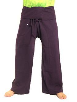 jing shop Thai-Fischerhose für Herren, extralang, Baumwolle, einfarbig, mit einer Seitentasche - Violett - X-Large von jing shop