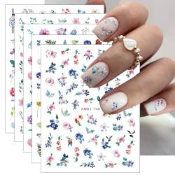 JMEOWIO Nagelsticker Blume 9 Blatt Nail Art Sticker Selbstklebend Nagelaufkleber Frühlings Sommer Blumen Dekoration Nageldesign Zubehör von jmeowio