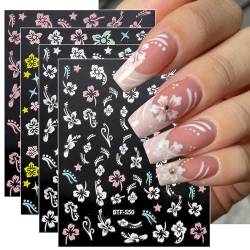 JMEOWIO Nagelsticker Frühlings Blume 9 Blatt Nail Art Sticker Selbstklebend Nagelaufkleber Bunte Sommer Blumen Dekoration Nageldesign Zubehör von jmeowio