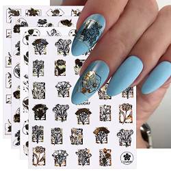 JMEOWIO Nagelsticker Frühlings Blume 9 Blatt Nail Art Sticker Selbstklebend Nagelaufkleber Sommer Blumen Dekoration Nageldesign Zubehör von jmeowio