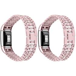 jojofuny 2St Uhrenzubehör Strass Diamant-Smartwatch- Damenarmband Ersatzbänder Herrenuhren uhrenarmbänder Uhrrahmenarmband ersatzband ansehen Frau Anschauen Metall Gurt Mann Rosa von jojofuny