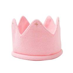 jojofuny Baby Strick Kronenmütze Strick Kronenmütze Warme Krone Winter Weich Gestrickte Häkelkappe Krone Stirnband für Jungen Mädchen Kinder (Rosa) von jojofuny