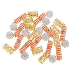 jojomis 10 x bunte Harz-Dreadlocks, Perlen, Metall, Haarschmuck, Bart-Anhänger, Haarschmuck, wie beschrieben, Orange von jojomis