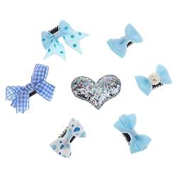 jojomis Passende Haarspangen für Babys, Mädchen, Kinder, mit Schleife, 7 Stück, Blau, wie beschrieben von jojomis