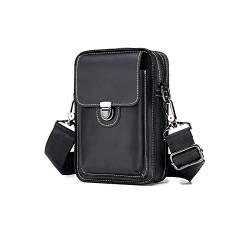 jonam Gürteltasche Leder Männer Taille Tasche Key Case Mobile Brieftasche Männer Schulter Messenger Bag Taille Tasche(Color:Black) von jonam