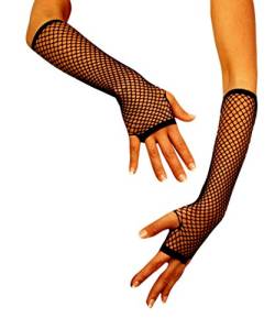 jowiha® Damen Netz Handstulpen Handschuhe lang Damen schwarz one size Halloween Fasching Damen Accessoires von jowiha