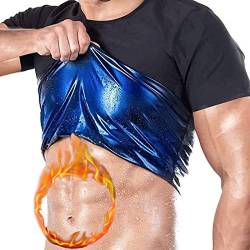 joyvio Sauna Weste Korsett Taille Trainer Body Top Shapewear Schlankheits-T-Shirt Kurzarm Trainingszubehör Anzug Bauchkontrolle Abnehmen Heat Trapping T-Shirt Für Herren (Color : Man, Size : 3XL) von joyvio