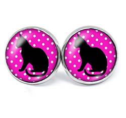 JUANLOWE Katze Polkadots Damen Ohrringe, Katzenohrstecker aus Edelstahl, pink von juanlowe