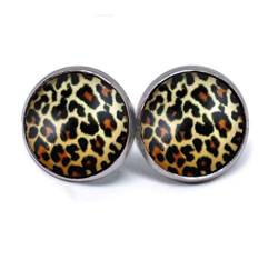 JUANLOWE Leo Ohrringe aus Edelstahl, silberfarben, Rockabilly Rock'n'Roll Leomuster Leoparden 12mm von juanlowe