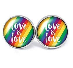 JUANLOWE Regenbogen Pride Ohrringe, Motiv: LGBTQ Flagge „Love is love“ - Liebe ist Liebe Rainbow Ohrstecker von juanlowe