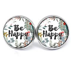 JUANLOWE Sprüche-Ohrringe "Be happy", mehrfarbig, Ohrstecker aus Edelstahl mit Spruch, Glück, Sei glücklich-Text von juanlowe