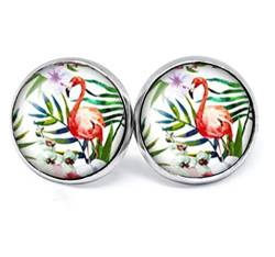 JUANLOWE Tropische Flamingo Ohrringe, Vogel Motiv, Sommerohrringe, silberfarbene Ohrstecker aus Edelstahl, Stecker von juanlowe