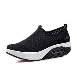 Damen Sportschuhe Sneaker Turnschuhe Laufschuhe mit Keilabsatz Bequeme Mesh Schnürhalbschuhe Badeschuhe Casual Strandschuhe Luftkissen Outdoorschuhe Fitnessschuhe Pumps von jukka