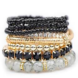 junweideyi Bohemian Stapelbare Perlenarmbänder für Frauen Stretch Bohemian Style Stretch Mehrschichtiges Boho Armband von junweideyi