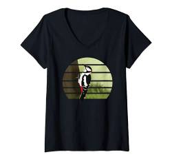 Damen Buntspecht Vogel Singvogel Vogelfreund Biologe Gartenvogel T-Shirt mit V-Ausschnitt von jz.birds