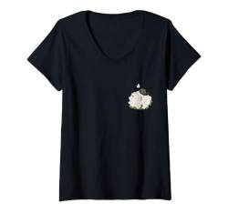 Damen Kiebitz Vogel Blüten Vogelfreund Ornithologe Biologe T-Shirt mit V-Ausschnitt von jz.birds