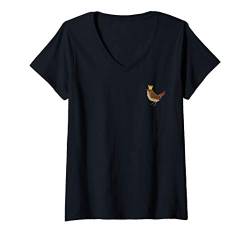 Damen Zaunkönig mit Krone Vogel Zeichnung Geschenk Frauen Mädchen T-Shirt mit V-Ausschnitt von jz.birds